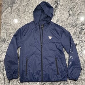 Guess Jacket Mens‎ Adult Large Blue Casual Full Zip Outdoors Pocket Coat #261